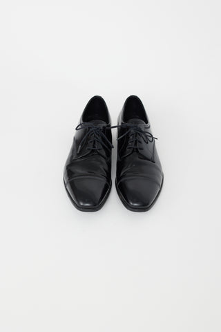 Prada Black Leather Tapered Square Toe Oxford