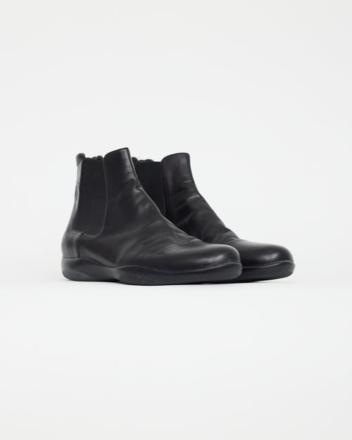 Prada Black Leather Chelsea Ankle Boot