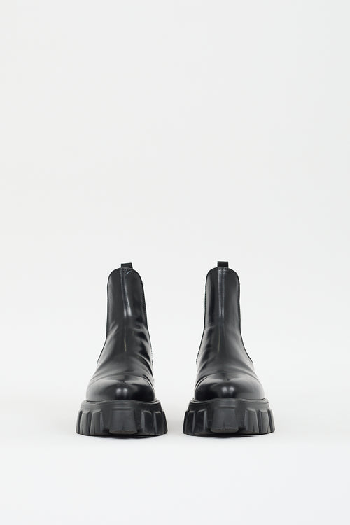 Prada Black Leather Monolith Chelsea Boot