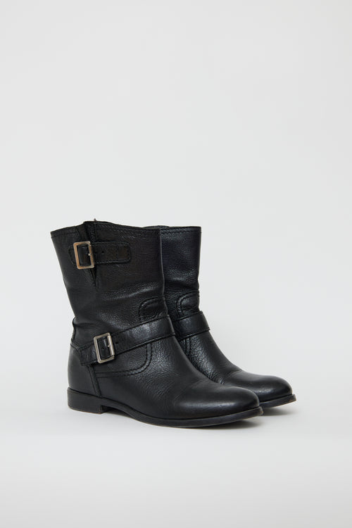 Prada Black Leather Engineer Boot