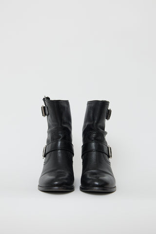 Prada Black Leather Engineer Boot