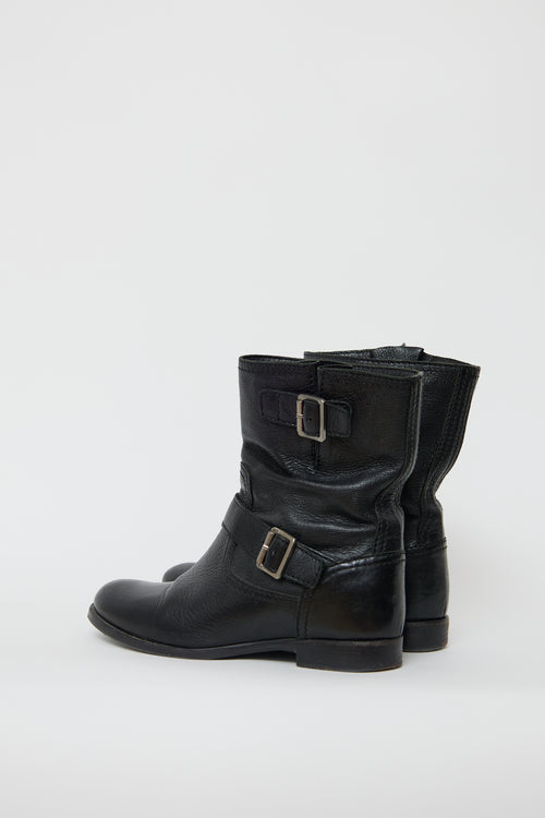 Prada Black Leather Engineer Boot