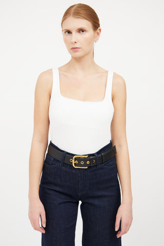 Prada Black Leather 
Gold Tone Belt