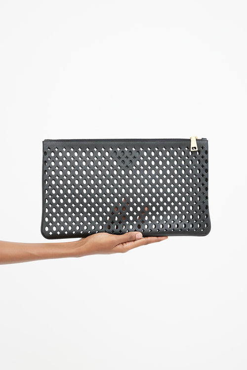 Black Leather Laser Cut Clutch