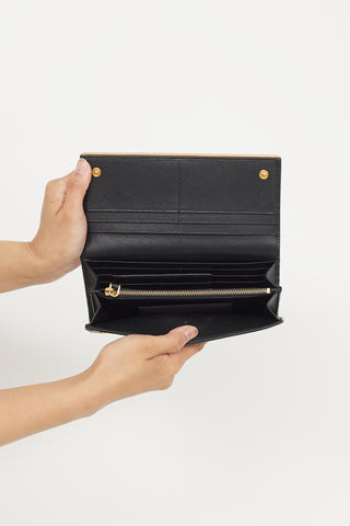 Prada Black Leather Long Bifold Wallet