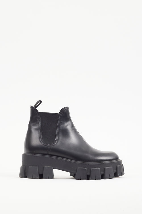 Prada Black Leather Monolith Platform Boot