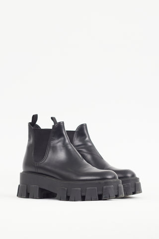 Prada Black Leather Monolith Platform Boot