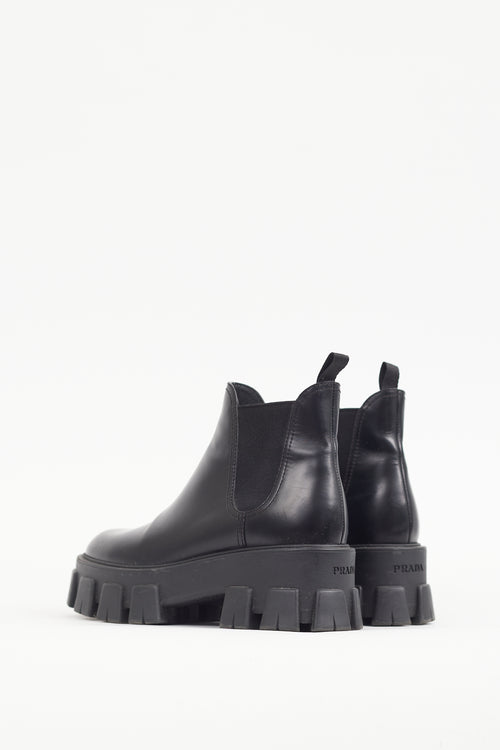 Prada Black Leather Monolith Platform Boot