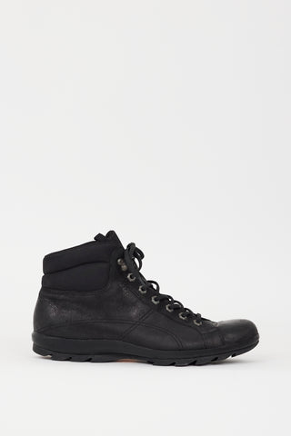 Prada Black Leather 
Nylon Sneaker