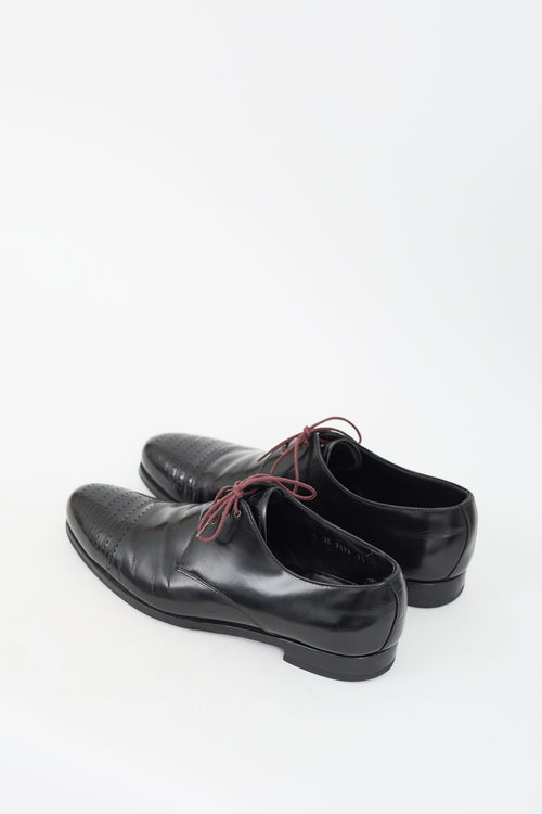 Prada Black Leather Brogue Derby