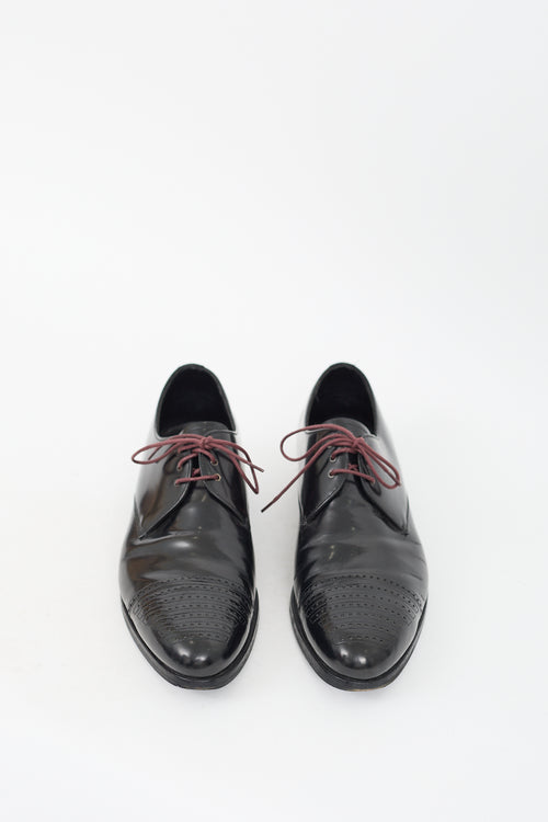 Prada Black Leather Brogue Derby