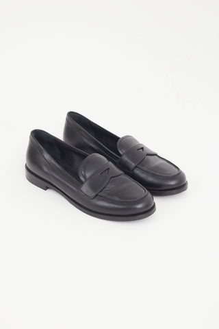 Prada Black Leather Penny Loafer