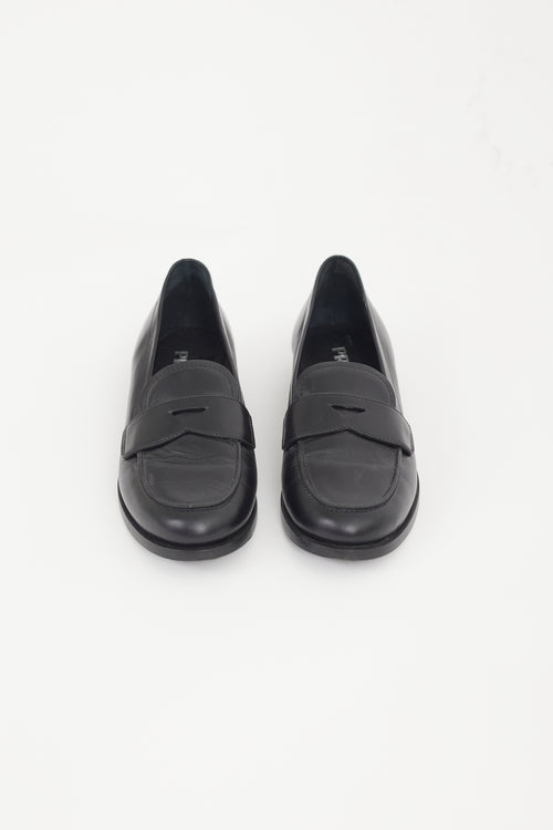 Prada Black Leather Penny Loafer