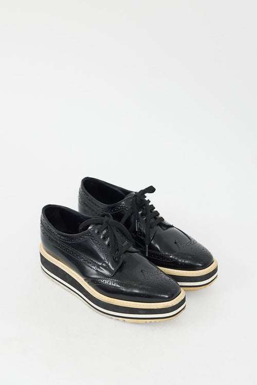 Prada Black Leather Platform Brogue