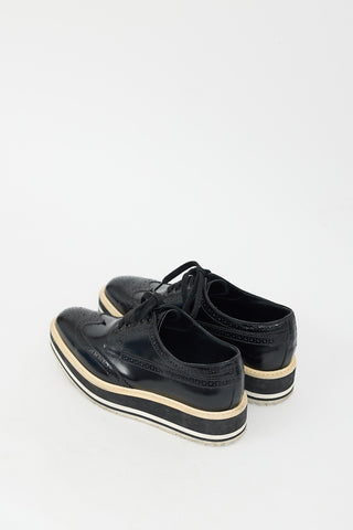 Prada Black Leather Platform Brogue