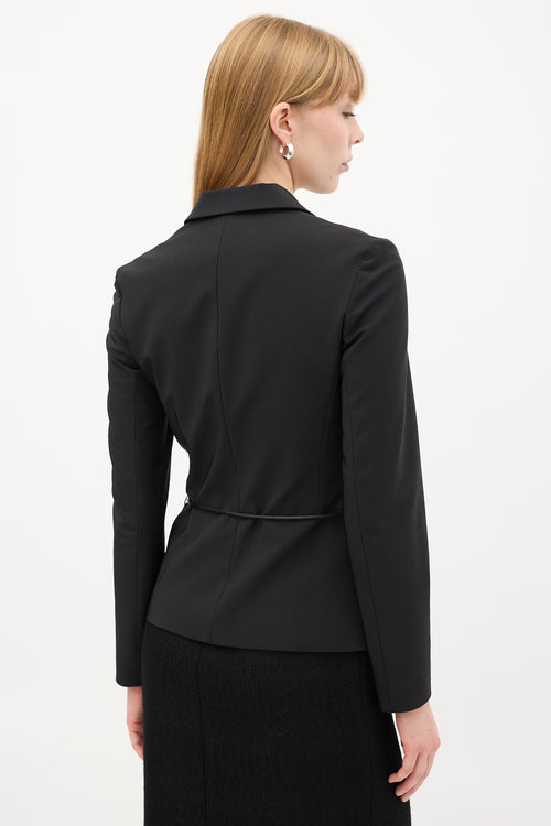 Prada Black Leather Rope Belted Blazer