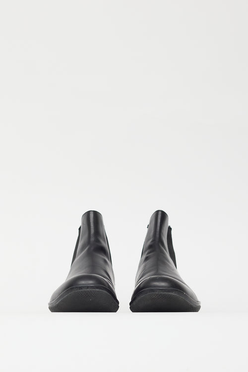 Prada Black Leather Rubber Sole Chelsea Boot