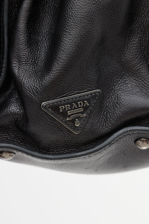 Prada Black Leather Sound Lock Bag