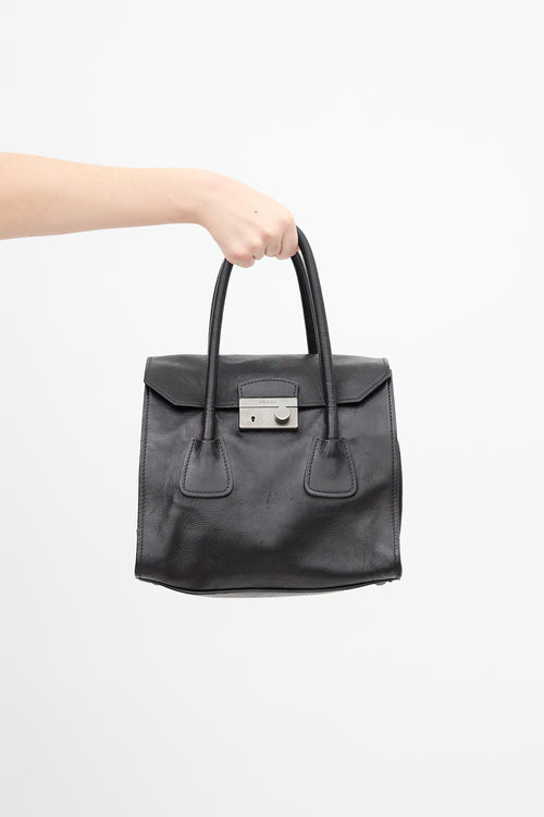 Prada Black Leather Sound Lock Bag