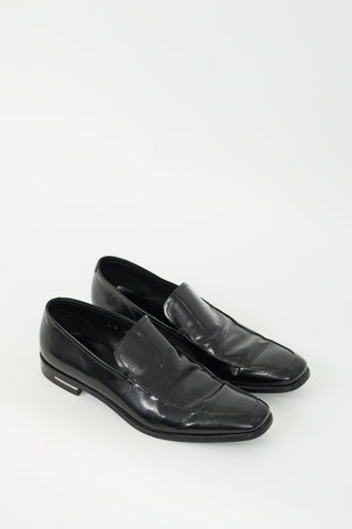 Prada Black Leather Squared Toe Loafer