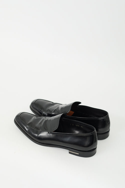 Prada Black Leather Squared Toe Loafer