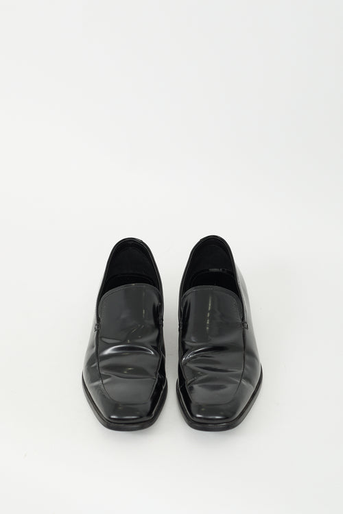 Prada Black Leather Squared Toe Loafer