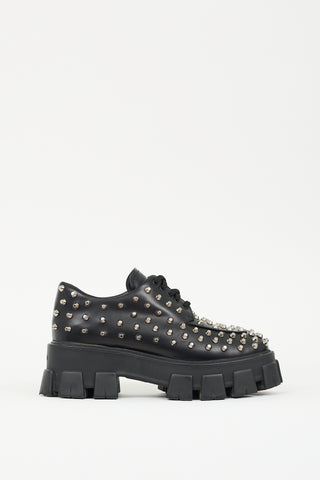 Prada Black Leather Studded Monolith Derby