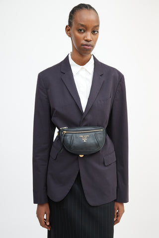 Prada Black Leather Vitello Belt Bag