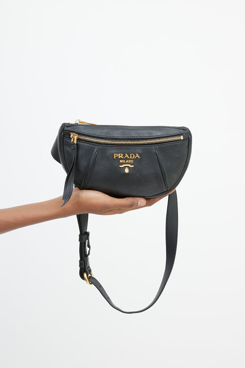 Prada Black Leather Vitello Belt Bag