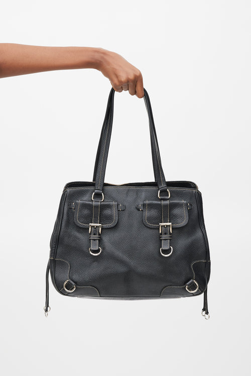 Prada Black Leather Vitello Daino Bag