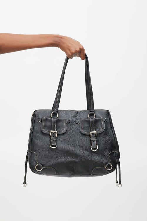 Prada Black Leather Vitello Daino Bag