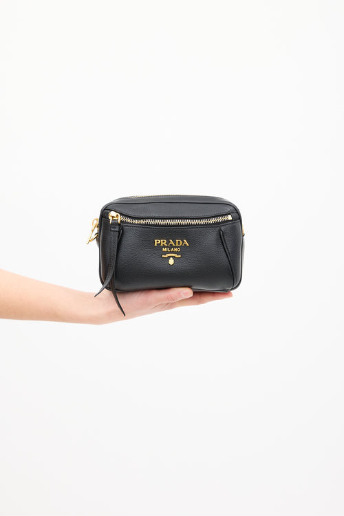 Prada Black Leather Vitello Daino Belt Bag