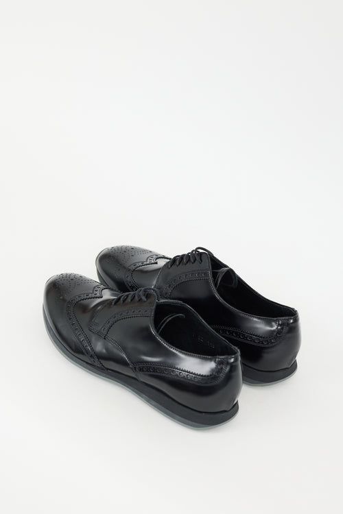 Prada Black Leather Wingtip Brogue