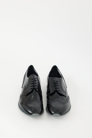 Prada Black Leather Wingtip Brogue