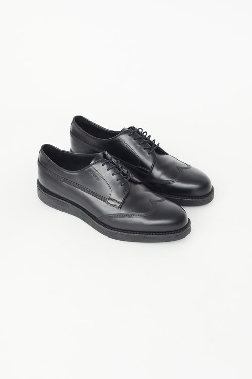 Prada Black Leather Wingtip Derby