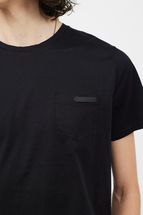 Prada Black Logo Patch T-Shirt