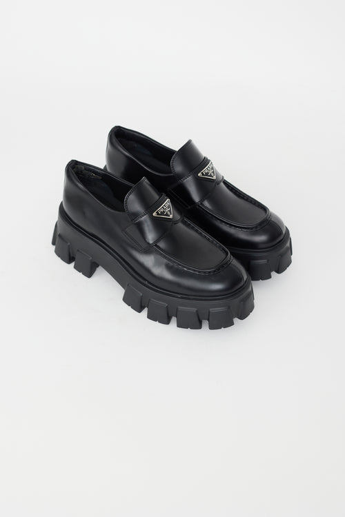 Prada Black Leather Monolith Platform Loafer