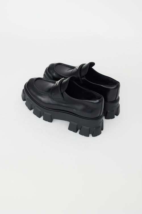 Prada Black Leather Monolith Platform Loafer