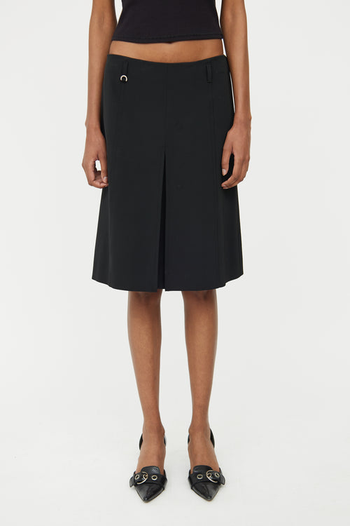 Prada Black Pleated Midi Skirt