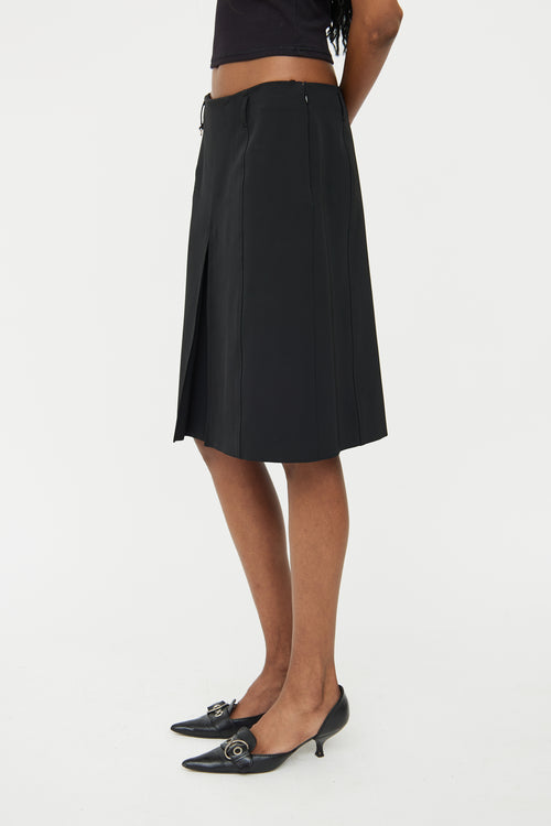 Prada Black Pleated Midi Skirt