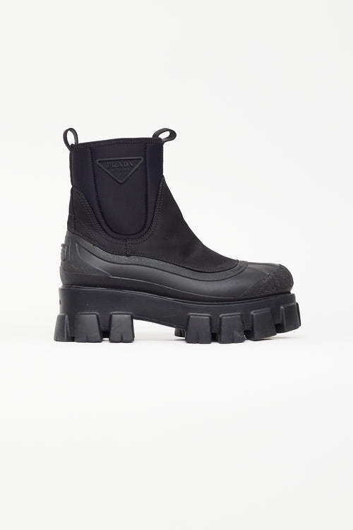 Prada Black Monolith Nylon Gabardine Boot