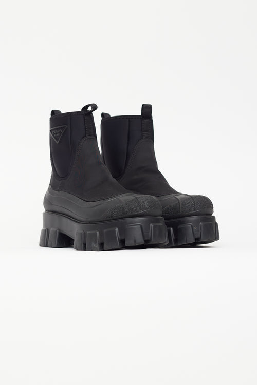 Prada Black Monolith Nylon Gabardine Boot