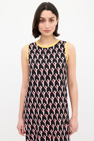 Prada Black 
Multi Geometric Midi Dress