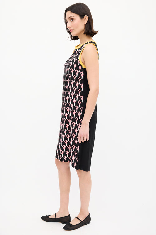 Prada Black 
Multi Geometric Midi Dress