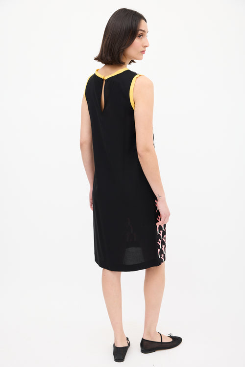 Prada Black 
Multi Geometric Midi Dress