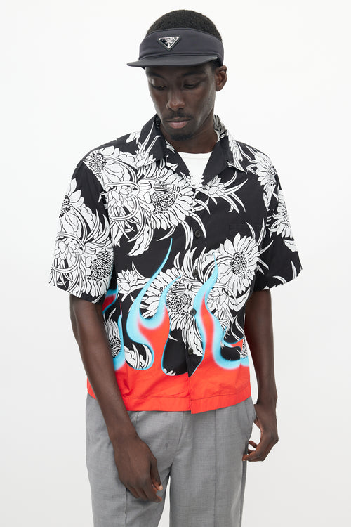 Prada Black 
Multicolour Floral Flame Shirt