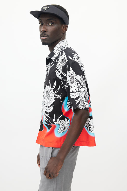 Prada Black 
Multicolour Floral Flame Shirt