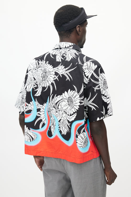 Prada Black 
Multicolour Floral Flame Shirt