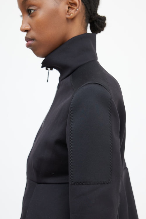 Prada Black Neoprene Pleated Waist Jacket