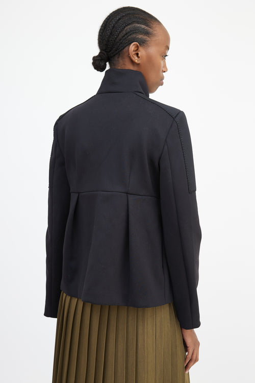 Prada Black Neoprene Pleated Waist Jacket